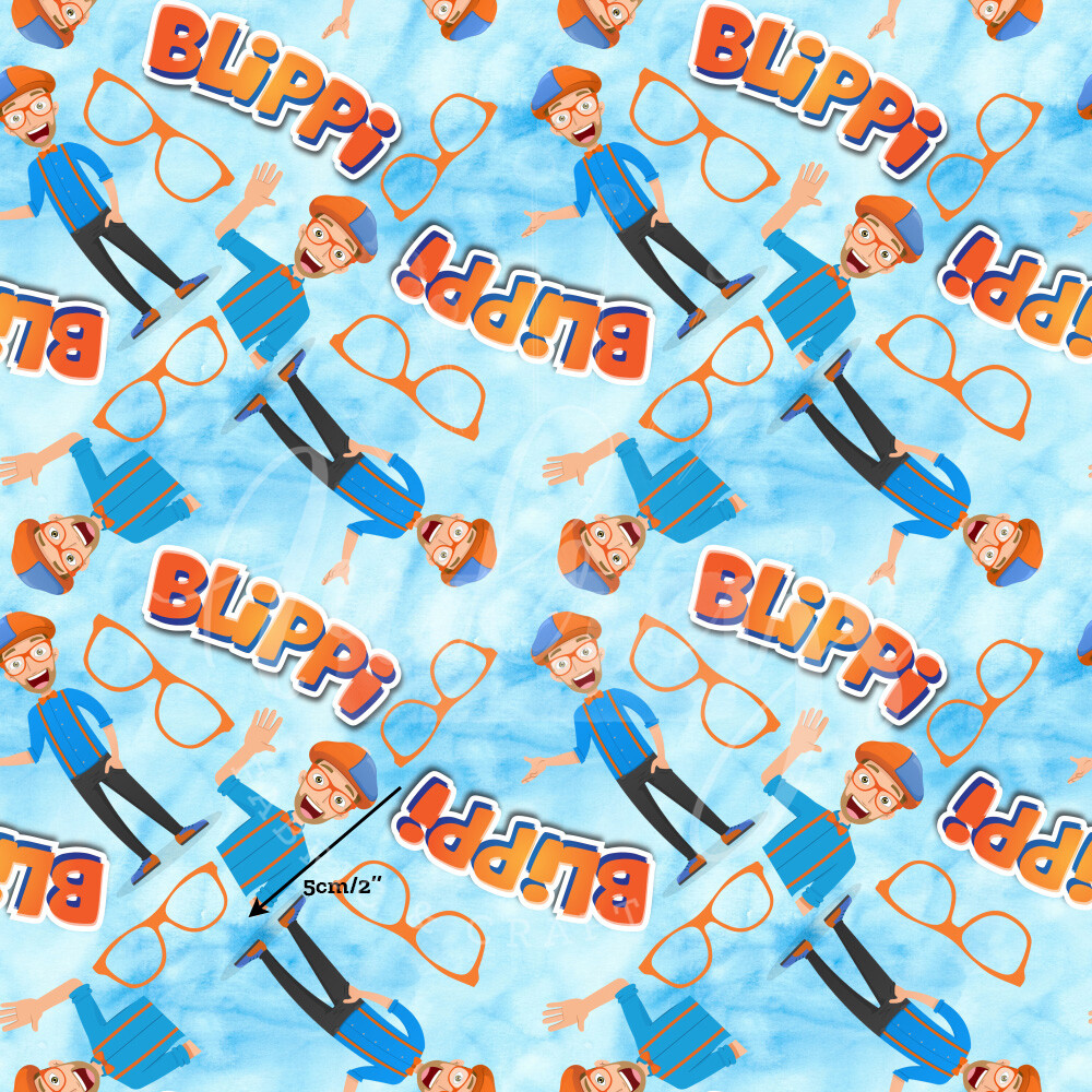 Blippi, Blue | Digital-Print Cotton Lycra 240gsm | 150cm wide