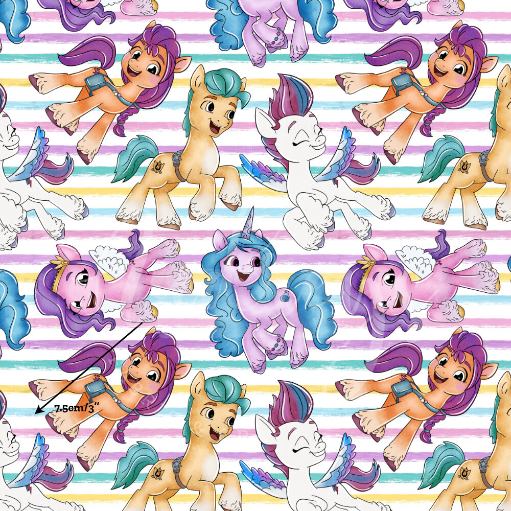 My Little Pony, Stripes | Digital-Print Cotton Lycra 240gsm | 150cm wide