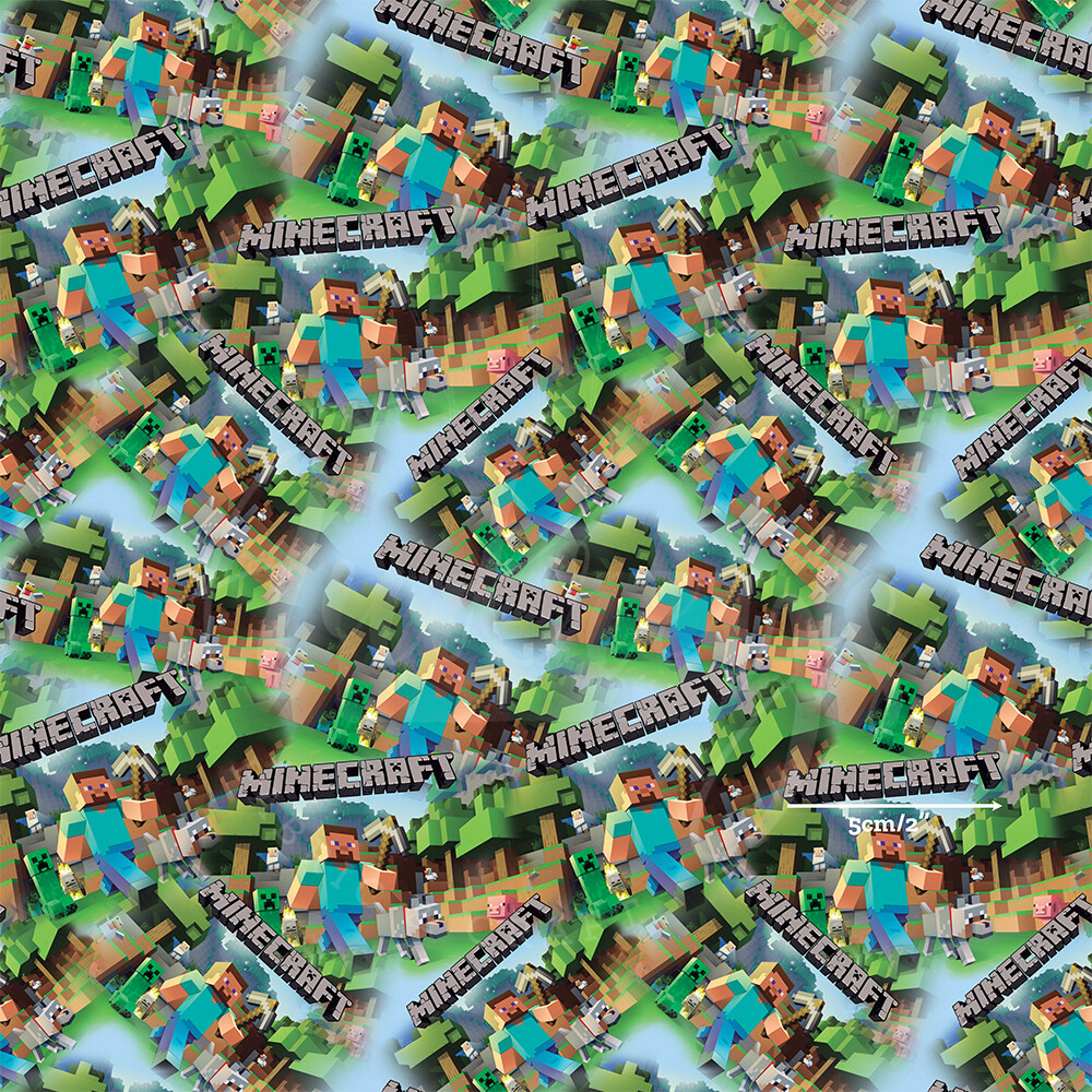 Minecraft Scenes | Digital-Print Cotton Lycra 240gsm | 150cm wide