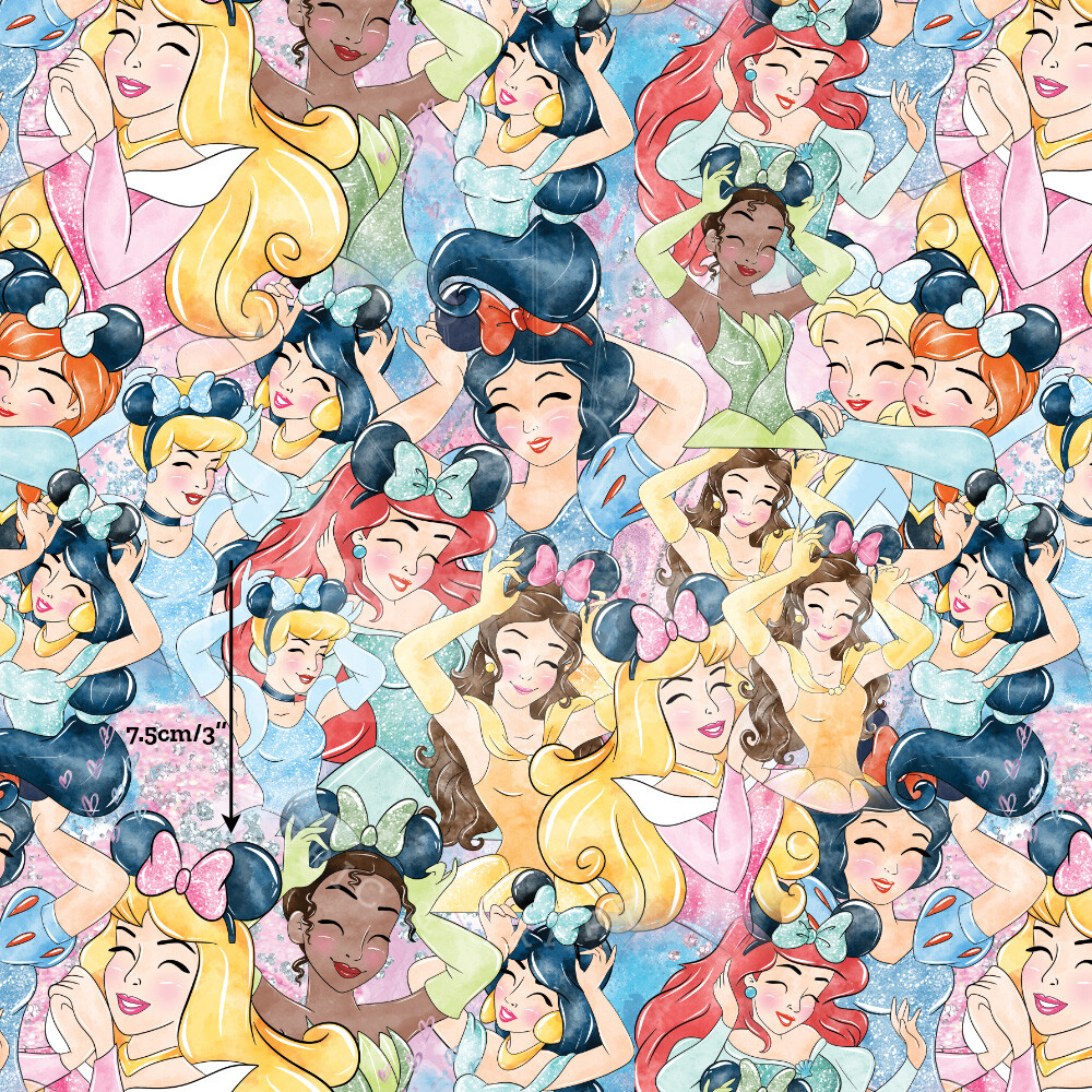 Princesses, Tiara | Digital-Print Cotton Lycra 240gsm | 150cm wide