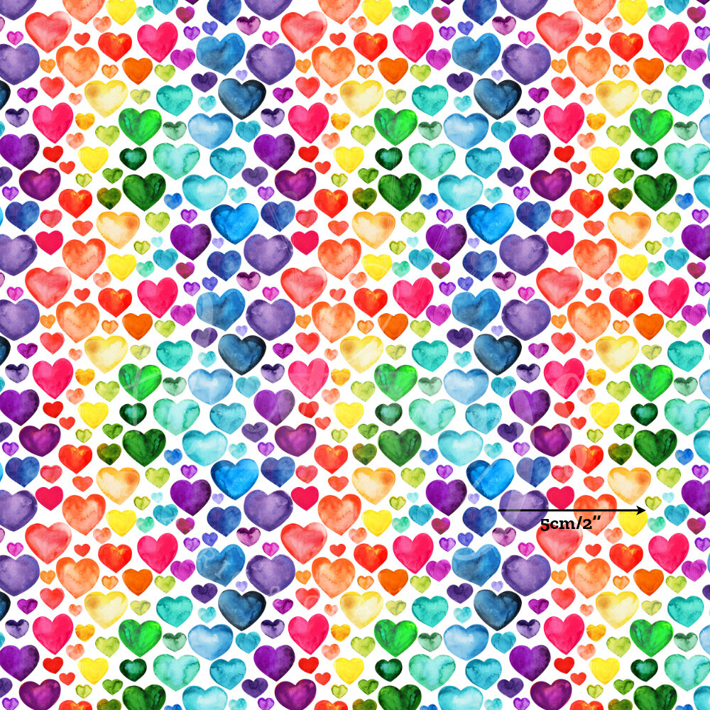 Rainbow Hearts | Digital-Print Cotton Lycra 240gsm | 150cm wide