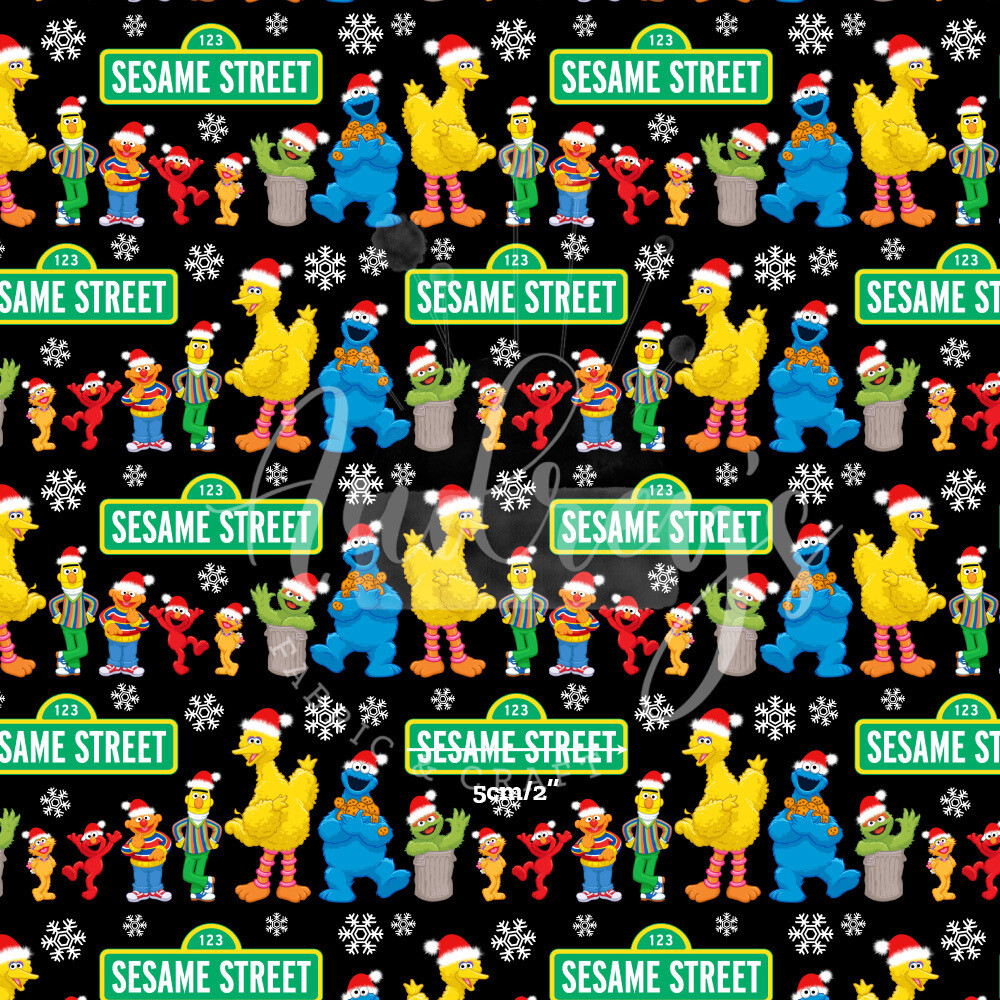 Sesame Street Xmas | Digital-Print Cotton Lycra 240gsm | 150cm wide
