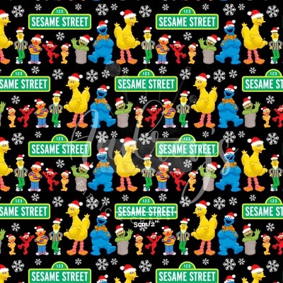 Sesame Street Xmas | Digital-Print Cotton Lycra 240gsm | 150cm wide