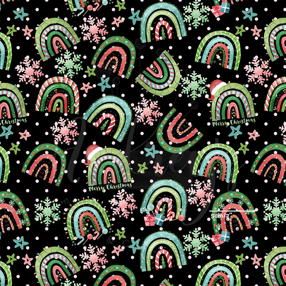 Xmas Rainbow Toss | Digital-Print Cotton Lycra 240gsm | 150cm wide