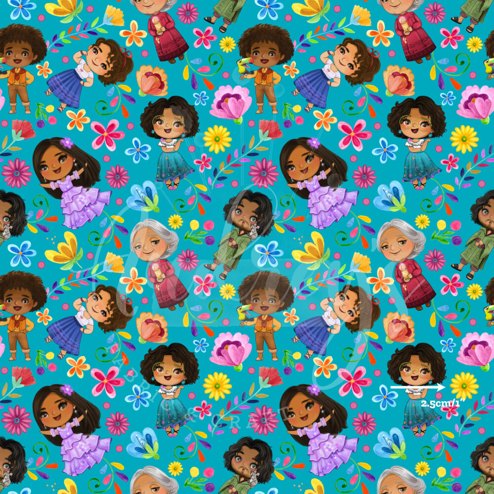 Encanto Characters Toss | Digital-Print Cotton Lycra 240gsm | 150cm wide