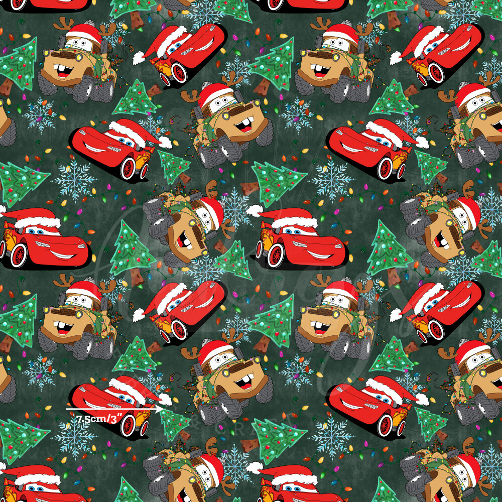 Xmas Cars | Digital-Print Custom Cotton Lycra 240gsm | 150cm wide