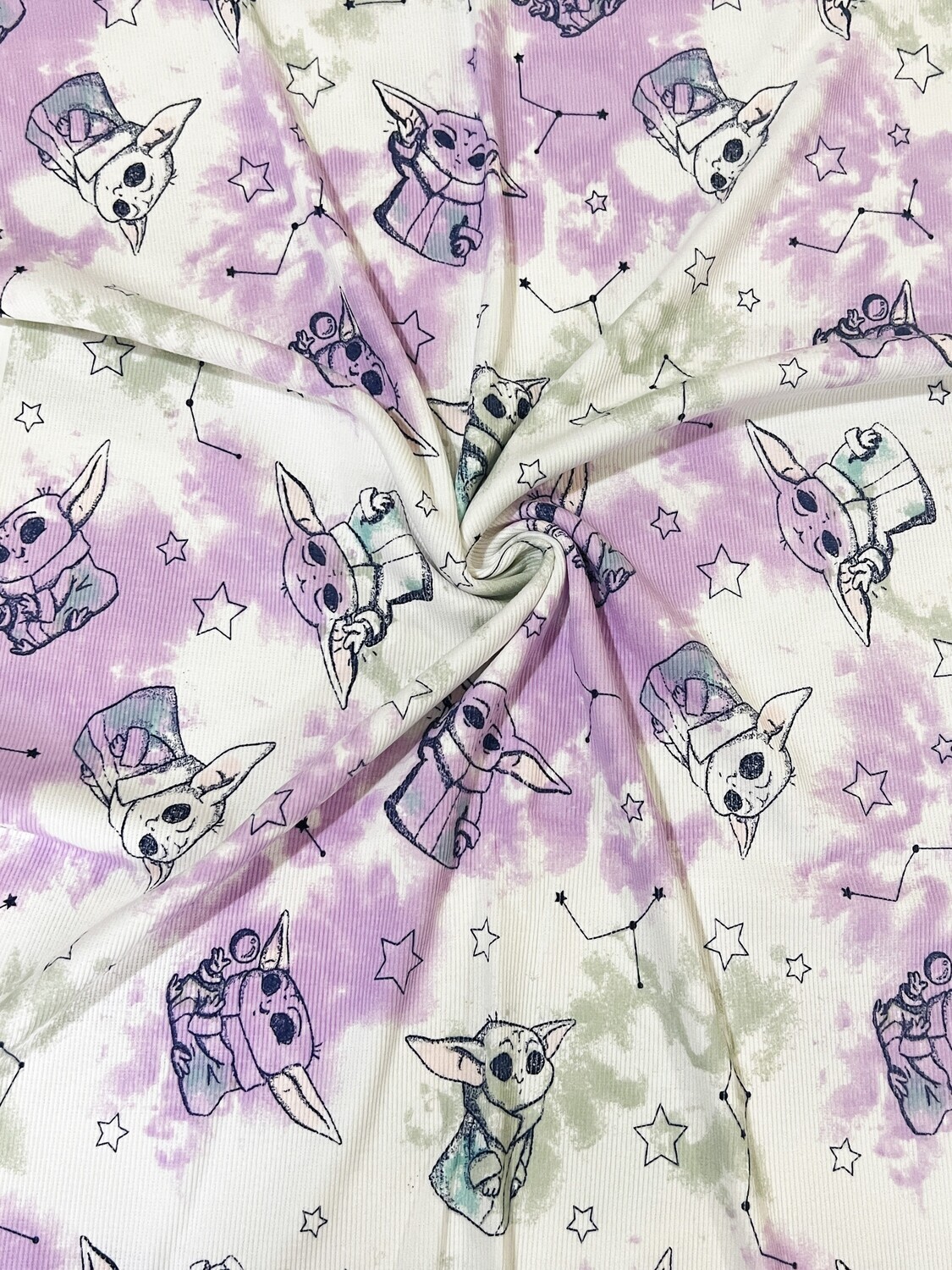 Baby Yoda Grogu Tie-Dye | Ribbed Jersey Knit | 115cm Wide