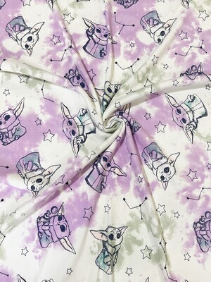 Baby Yoda Grogu Tie-Dye | Ribbed Jersey Knit | 115cm Wide