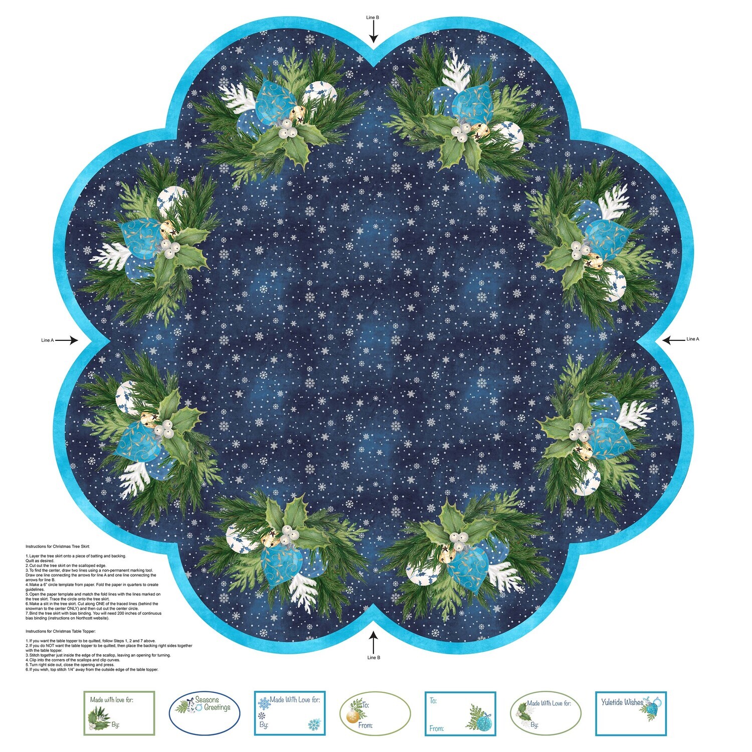 O Christmas Tree | Quilting Cotton Table-Topper/Tree Skirt Panel