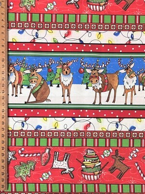 Reindeer Stripes | Quilting Cotton | 112cm Wide