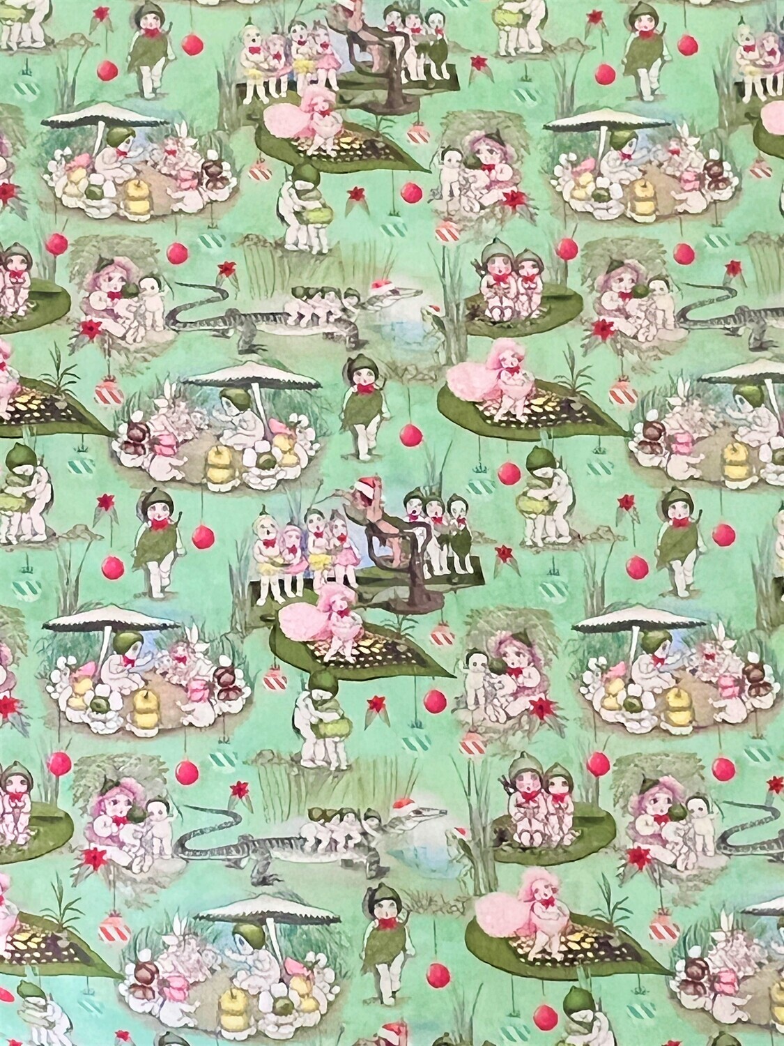 Xmas Gumnuts, Green | Licensed Quilting Cotton | 112cm wide - 0.7m Piece