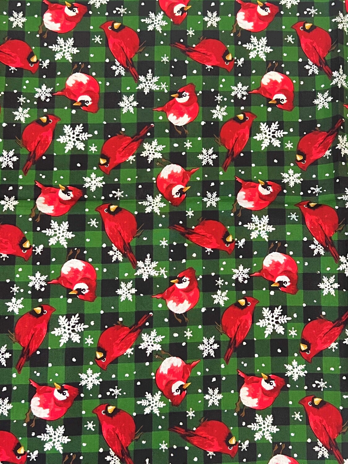 Christmas Cardinals on Gingham | Quilting Cotton | 112cm Wide