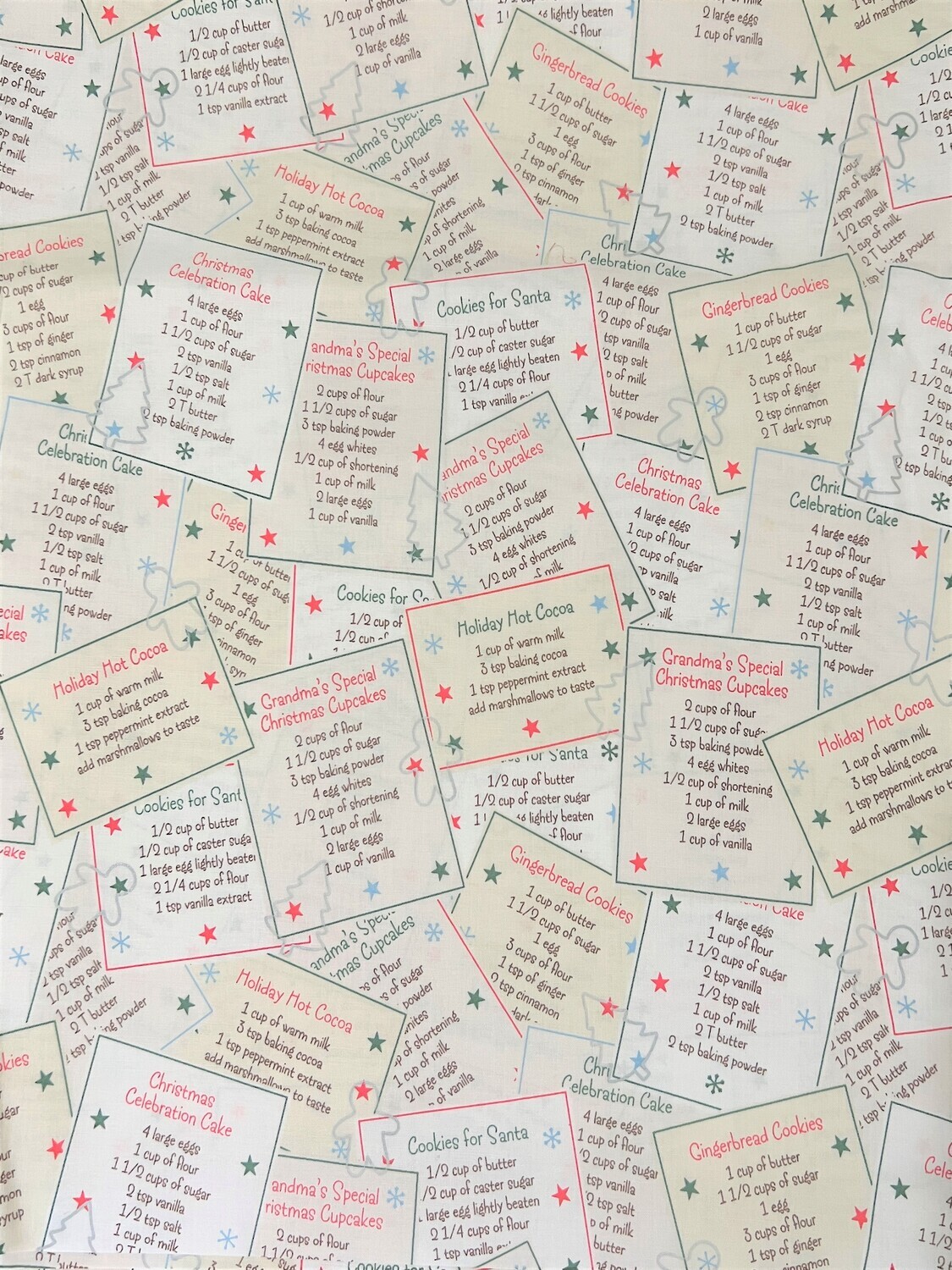 Grandma&#39;s Xmas Recipes | Quilting Cotton | 112cm Wide