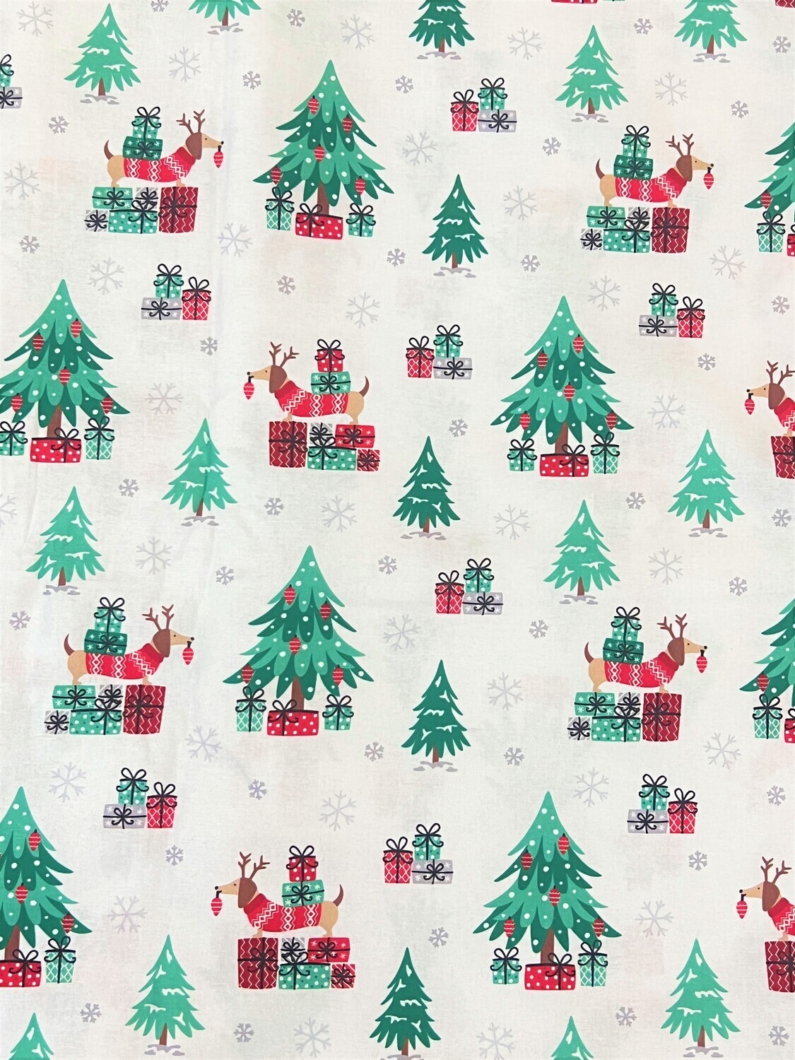 Christmas Dachshunds &amp; Trees | Quilting Cotton | 112cm Wide
