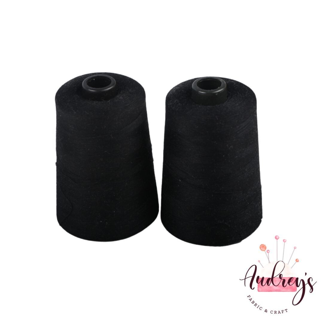 Black | All-Purpose Sewing &amp; Overlocking Thread | 6000m Spool