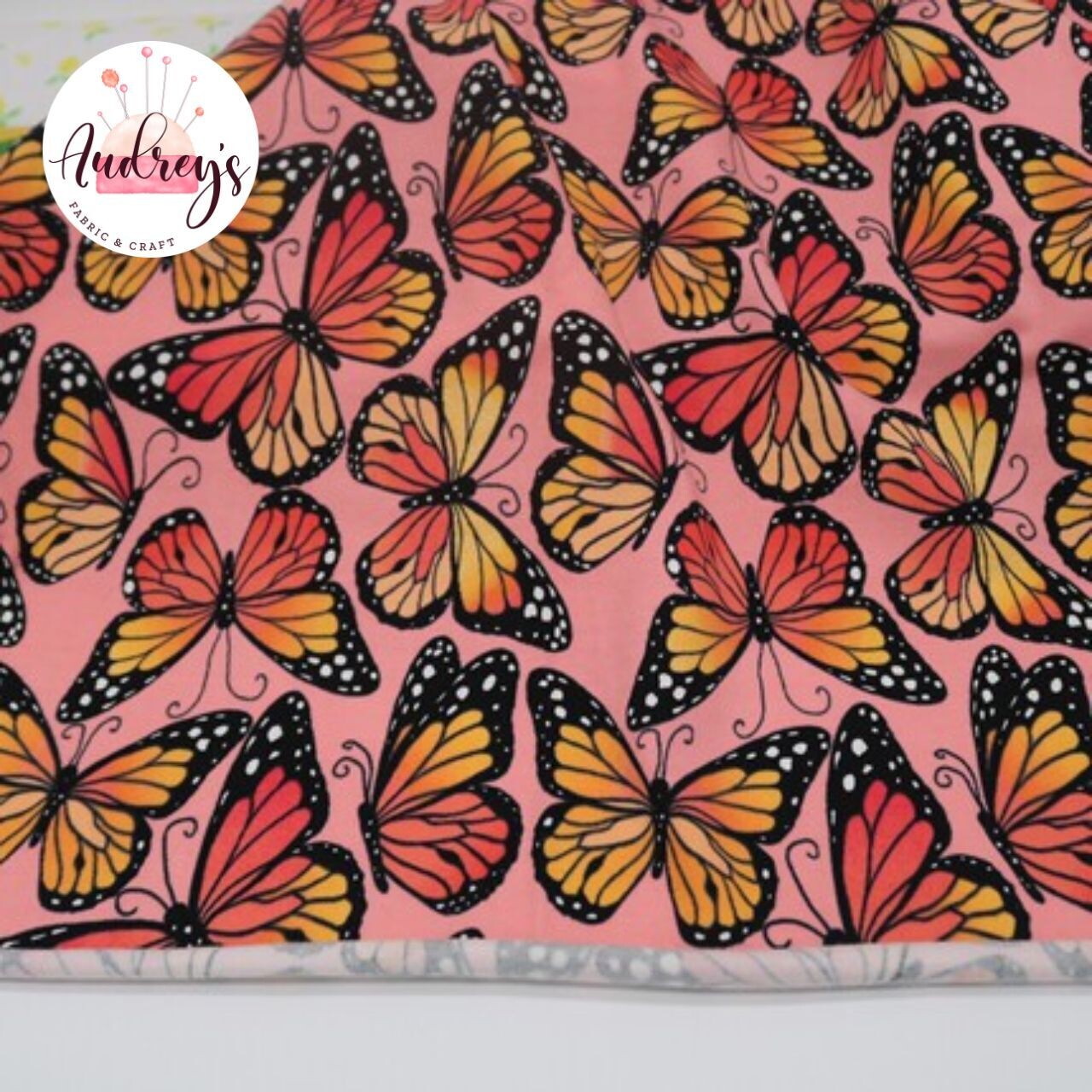 Monarch Butterfly | Cotton Lycra, 240gsm | 155cm Wide - 0.6m Piece