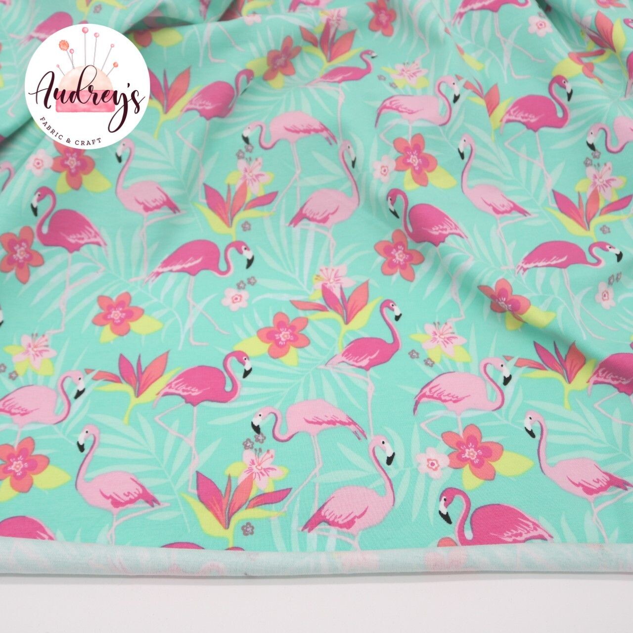 Summer Flamingo | Cotton Lycra, 240gsm | 155cm Wide