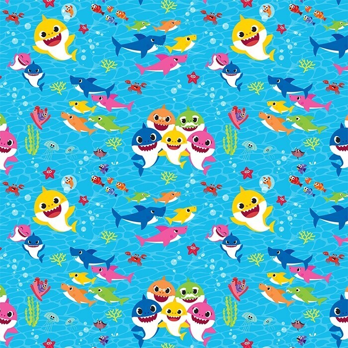 Baby Shark, Playful Sharks | Licensed Quilting Cotton | 112cm wide - 1m Piece
