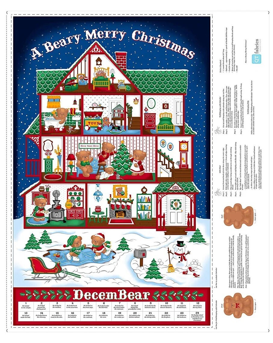 Beary Christmas | Quilting Cotton Advent Activity Panel