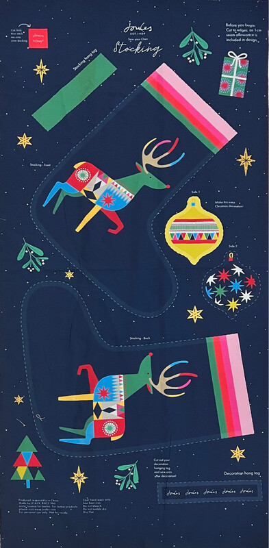 Reindeer Stocking Panel | Quilting Cotton Advent Activity Panel