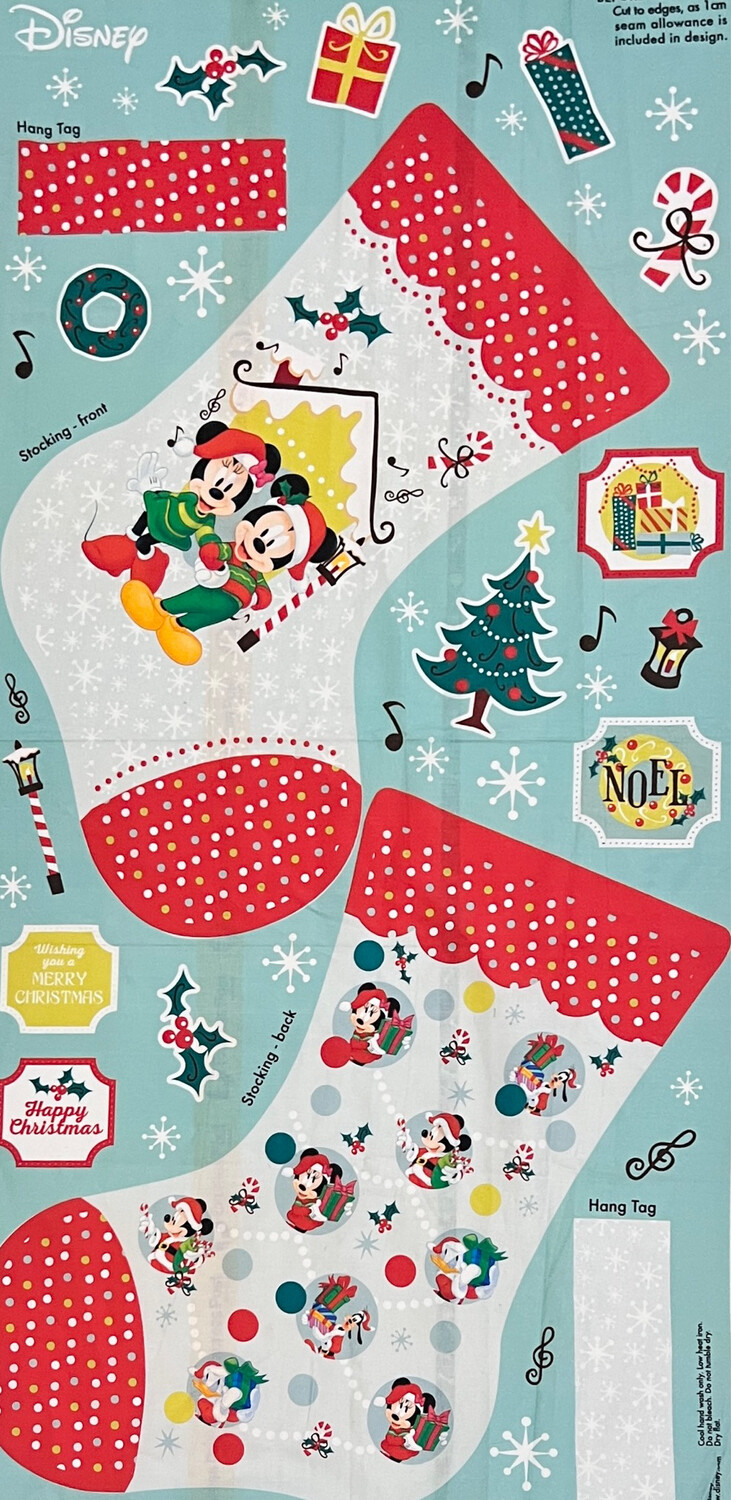 Mickey &amp; Minnie&#39;s Christmas | Quilting Cotton Stocking Panel
