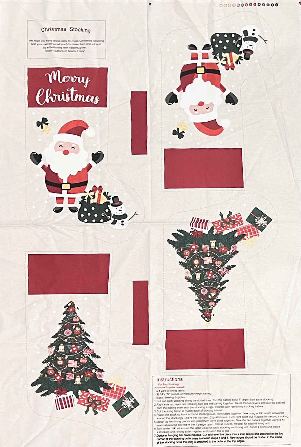 Happy Santa Xmas Stocking | Quilting Cotton Stocking Panel