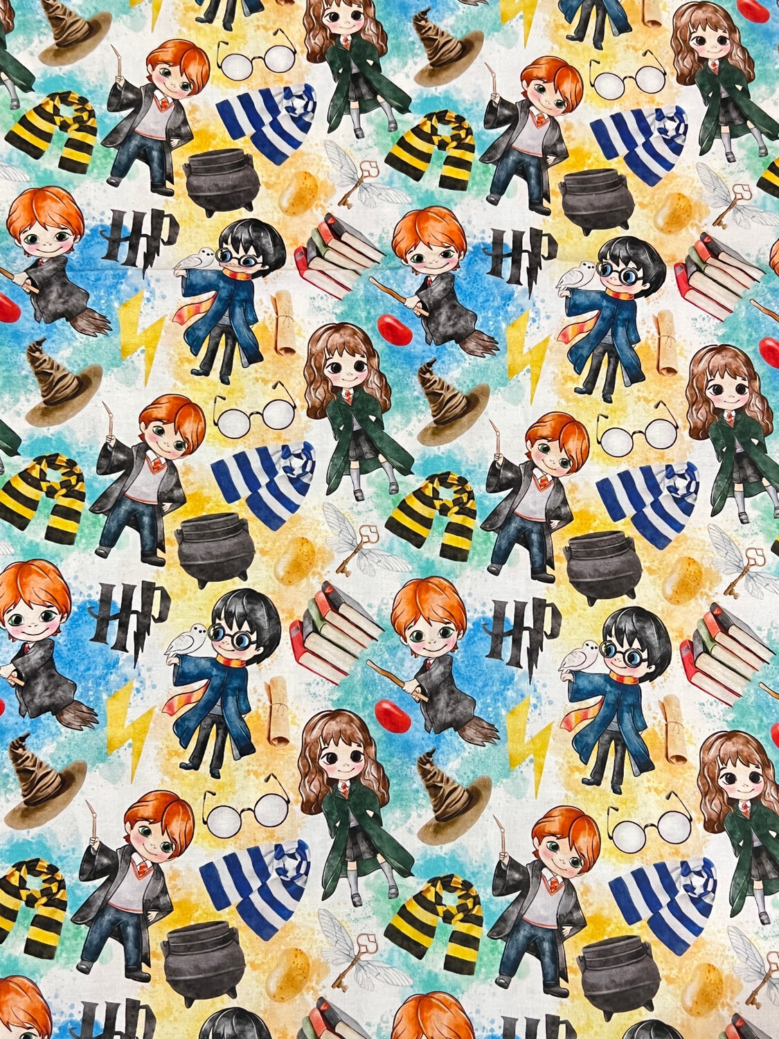 Watercolour Harry &amp; Friends | Custom Cotton Woven | 112cm wide - Final Pieces