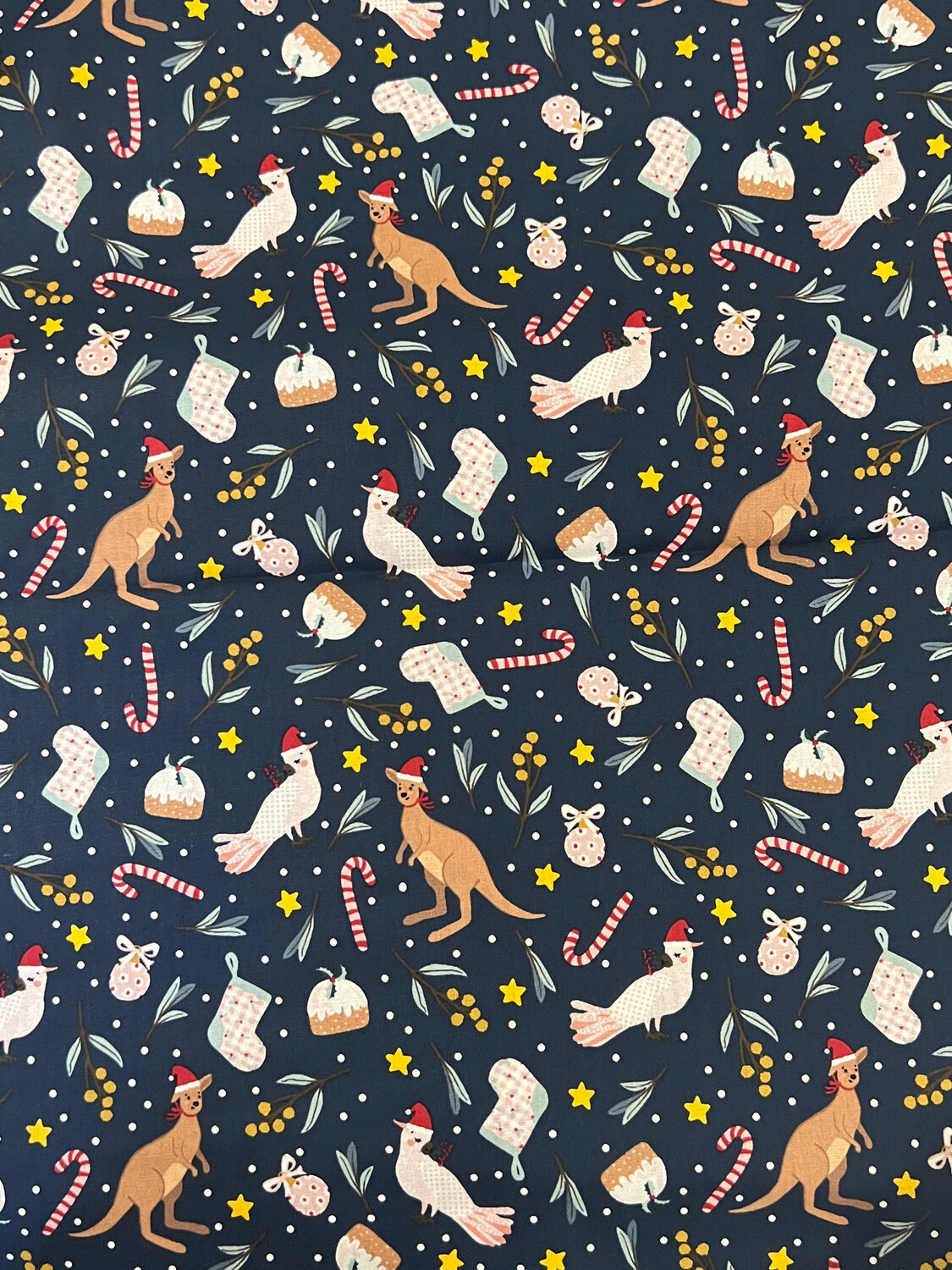 Xmas Aussie Animals Navy Toss | Licensed Quilting Cotton | 112cm wide - 0.5m Piece