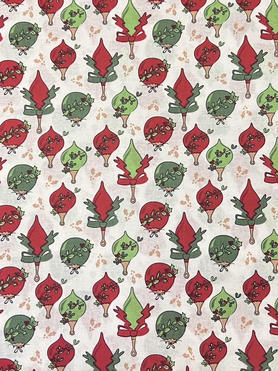 Xmas Baubles | Licensed Quilting Cotton | 112cm wide - 1.1m Piece