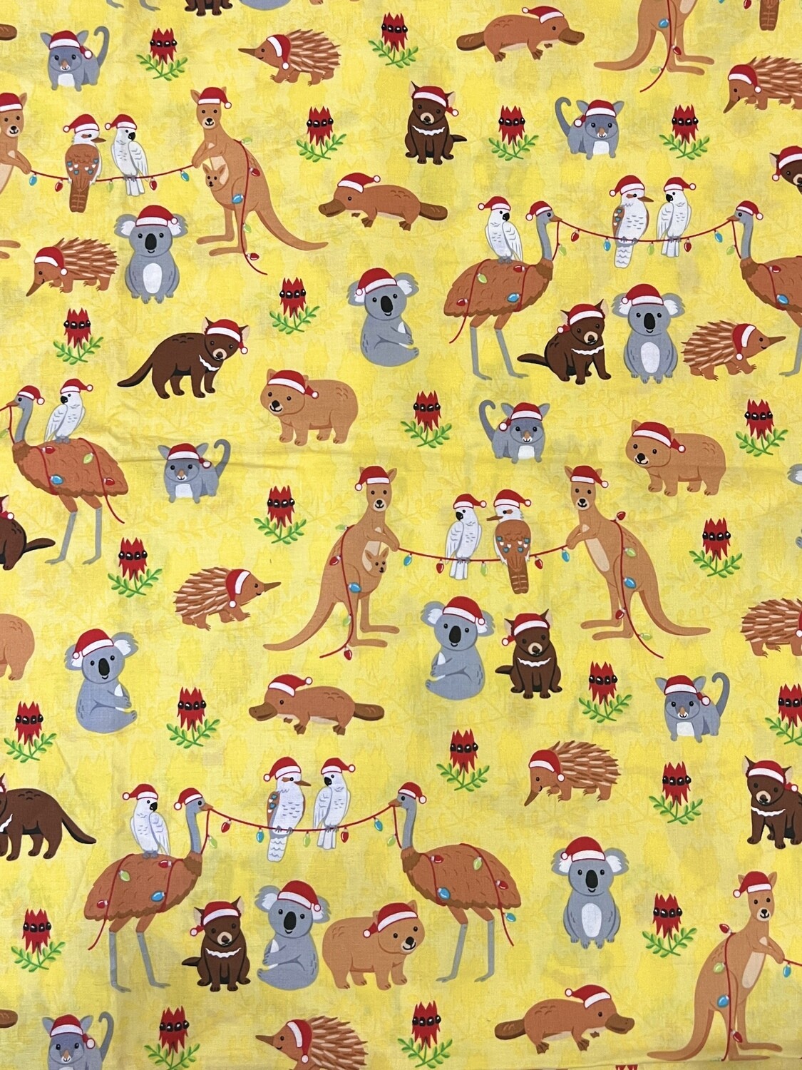 Xmas Aussie Animals | Licensed Quilting Cotton | 112cm wide - 0.5m Piece