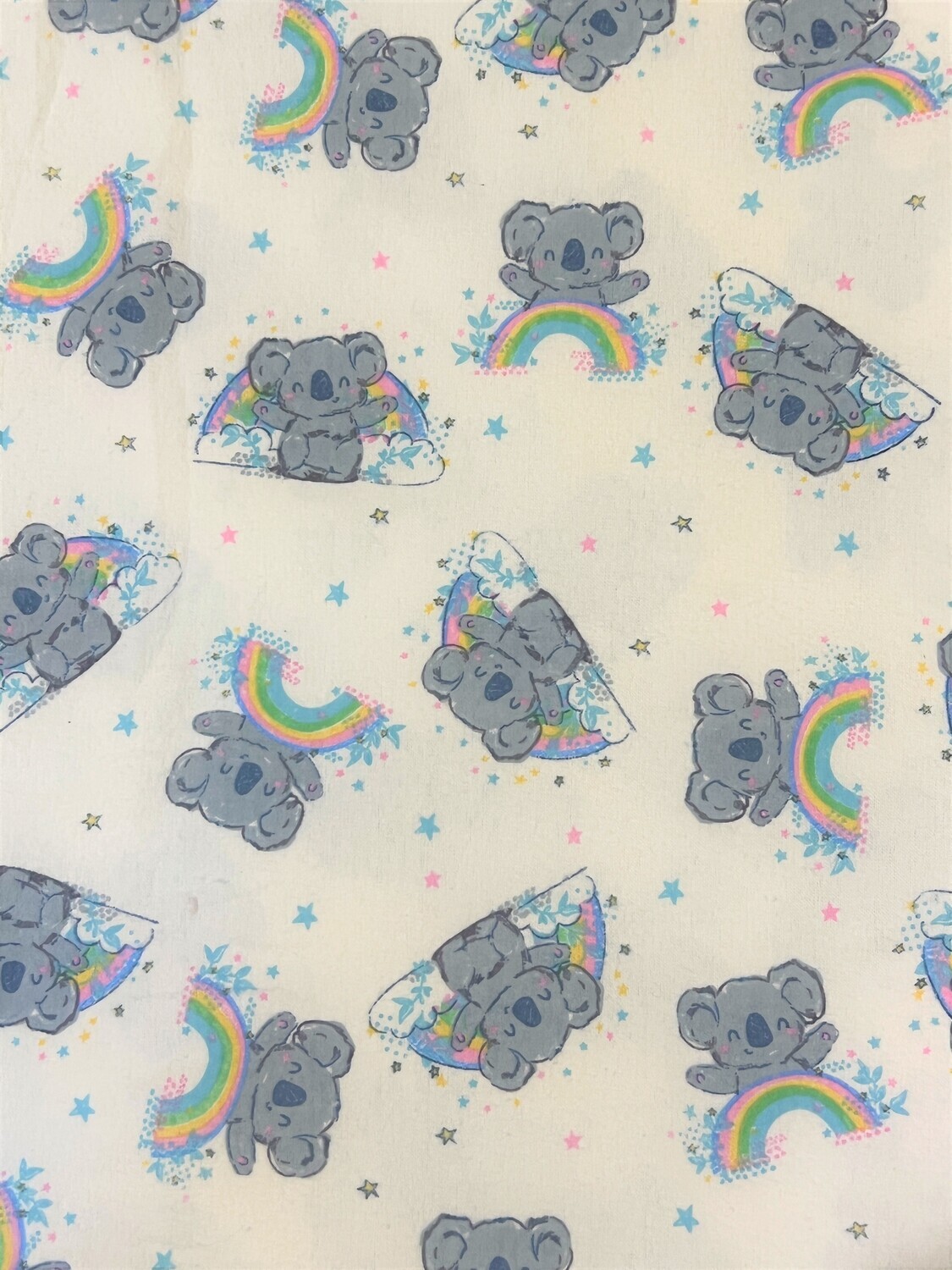 Happy Koala | Cotton Flannelette | 112cm wide - 0.8m Piece