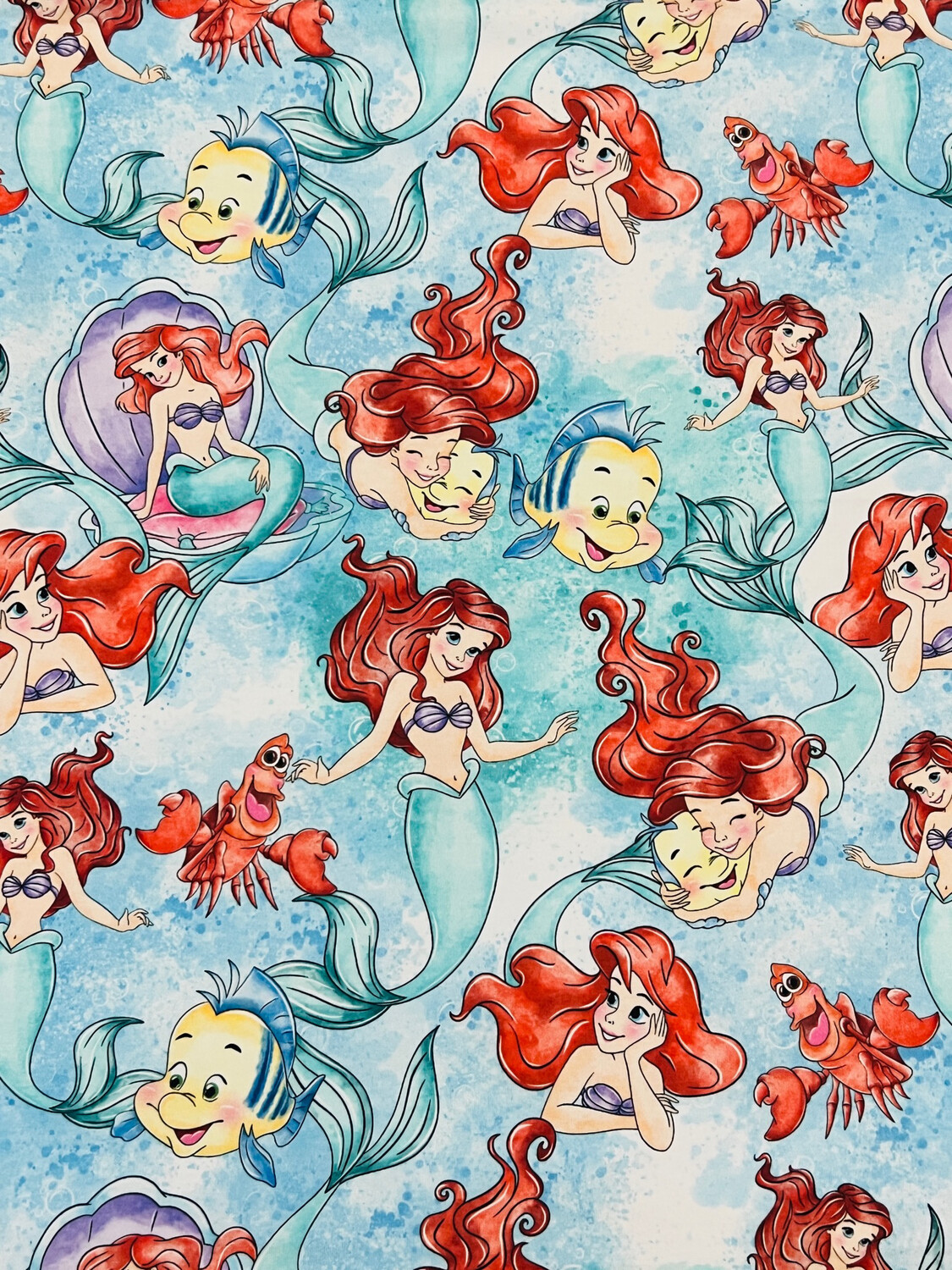 Ariel The Little Mermaid, Watercolour Large Scale | Digital-Print Cotton Lycra 240gsm | 150cm wide