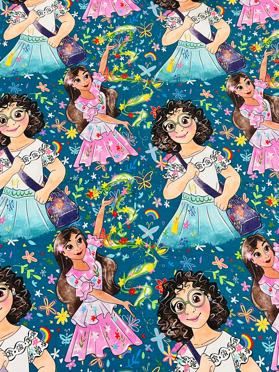 Encanto Mirabel, Teal Large-Scale | Digital-Print Cotton Lycra 240gsm | 150cm wide