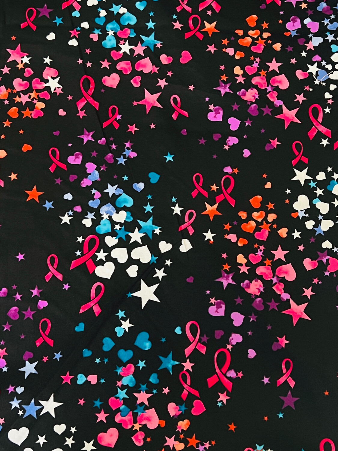 Pink Ribbon Hearts | Stretch Cotton Woven | 145cm wide - 0.6m Piece