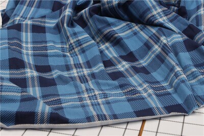 Blue Tartan | Double Brushed Poly Jersey, 180gsm | 170cm Wide