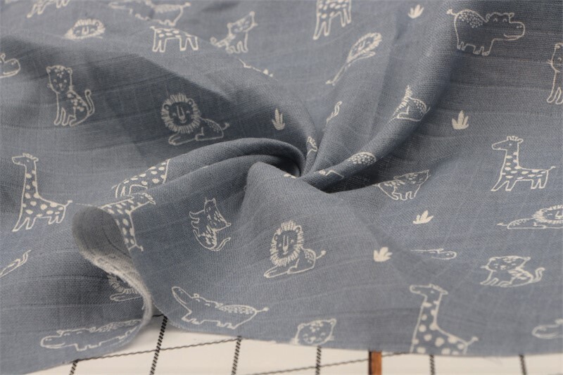 Nursery Animal, Dusty Blue | Double Gauze Muslin | 150cm wide