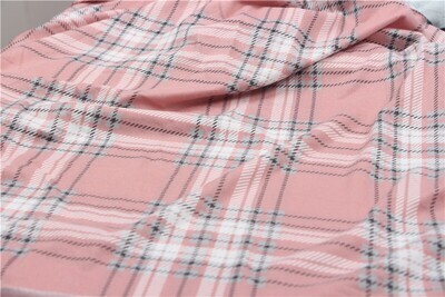 Pink Tartan | Double Brushed Poly Jersey, 180gsm | 175cm Wide