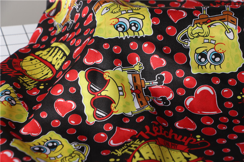 Spongebob Hearts | Licensed Satin | 150cm Wide