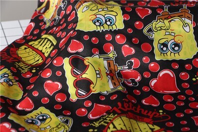 Spongebob Hearts | Licensed Satin | 150cm Wide