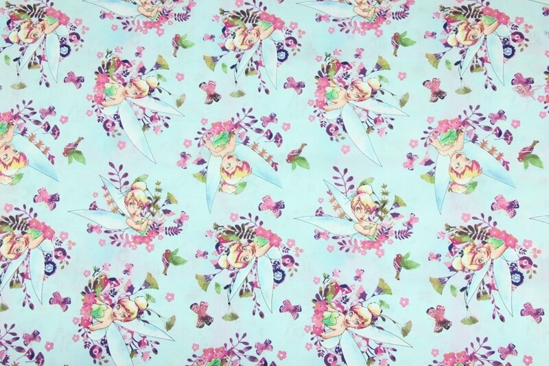 Tinkerbell Watercolour | Licensed Quilting Cotton | 112cm wide