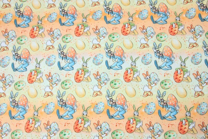 Daisy &amp; Goofy Easter Eggs | Digital Print Custom Cotton Poplin | 112cm wide