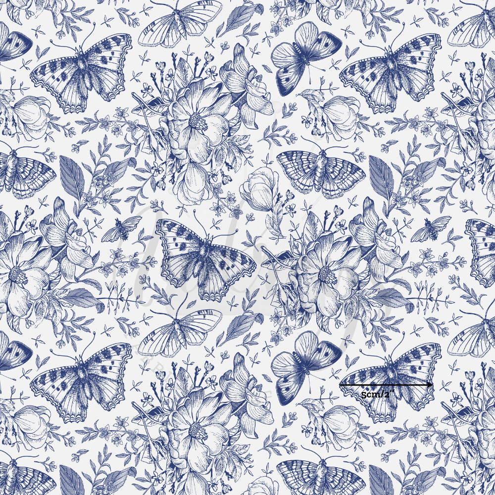 French Toile, Butterfly | Digital-Print Cotton Woven | 145cm wide