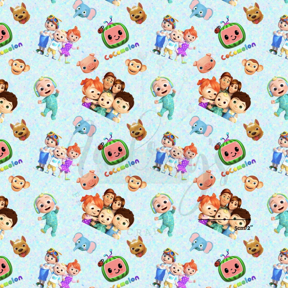 Cocomelon Toss Blue | Digital-Print Cotton Woven | 145cm wide