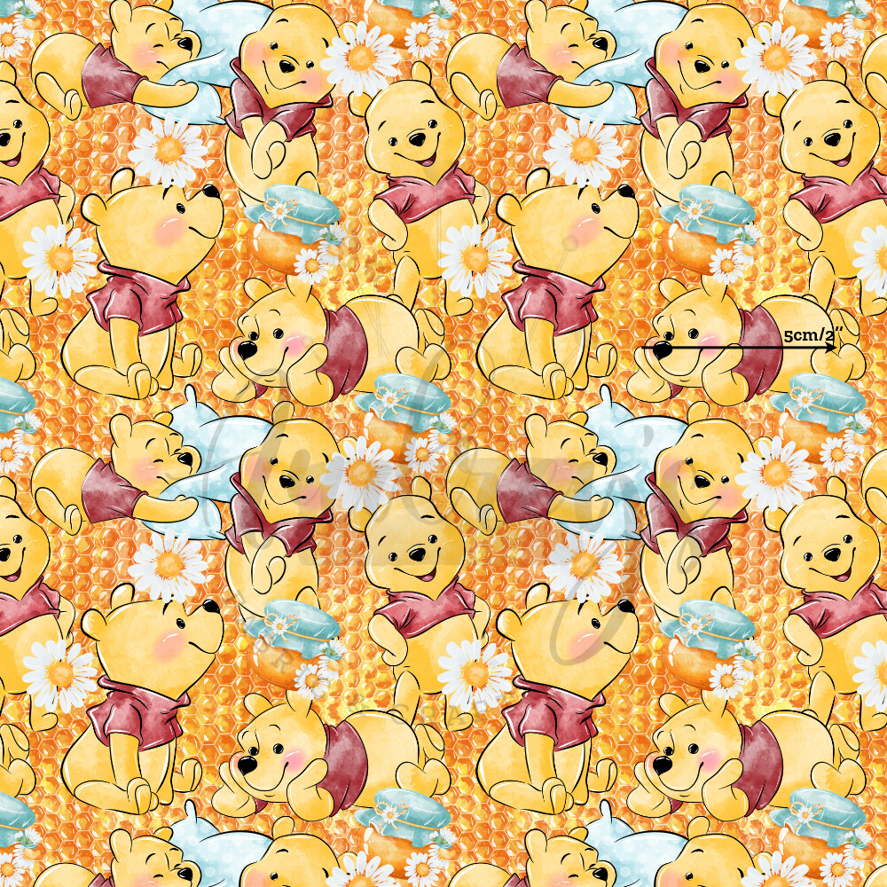 Winnie, Honey Bear | Digital-Print Cotton Woven | 145cm wide