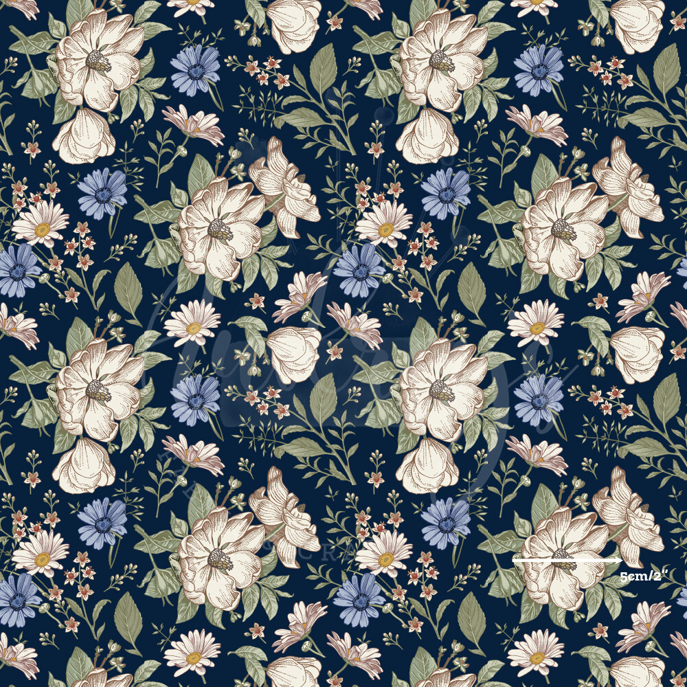 Elizabeth, Navy | Digital-Print Cotton Woven | 145cm wide