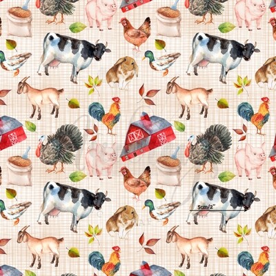 Farm Animal Toss | Digital-Print Cotton Woven | 145cm wide