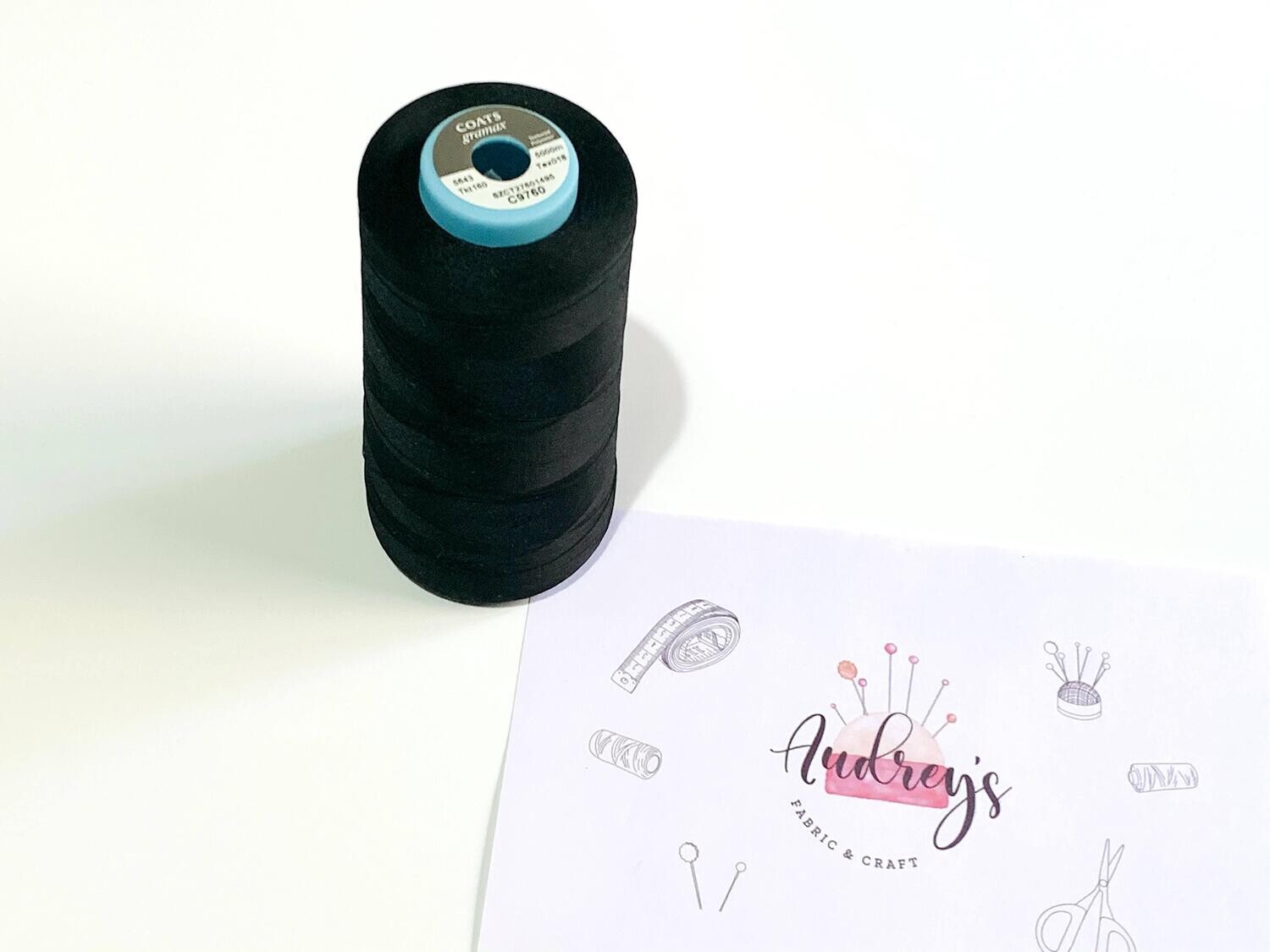 Coats Gramax 160 Overlocker Thread | C9760 (Black) | 5000m Spool