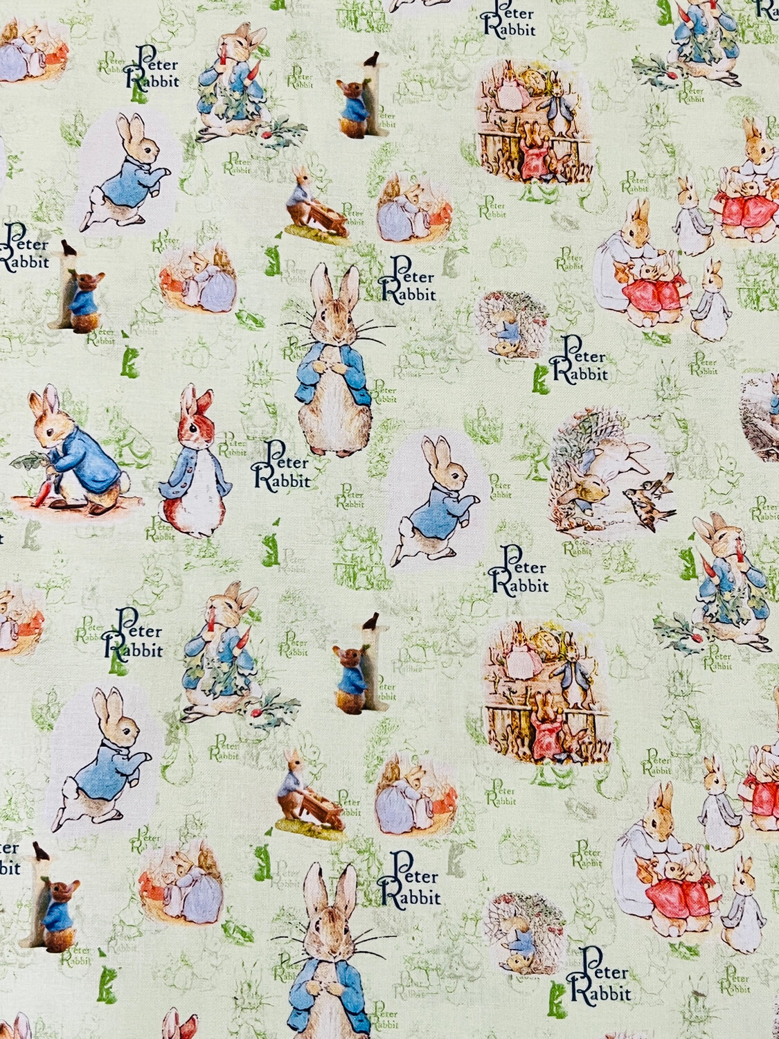 Peter Rabbit Vintage Green | Licensed Quilting Cotton | 145cm wide - 1.25m Piece