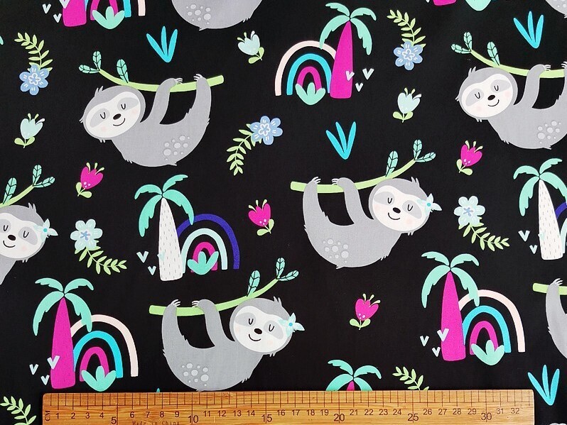Cute Sloths | Cotton Poplin | 150cm Wide - 0.5m Piece