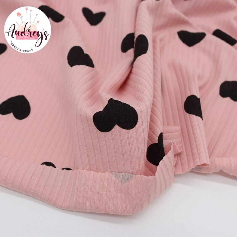 Hearts | Ribbed Modal Spandex | 170cm Wide